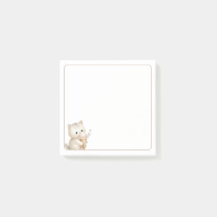 Leichte, beige Niedliche Katze mit Eis Post-it Klebezettel