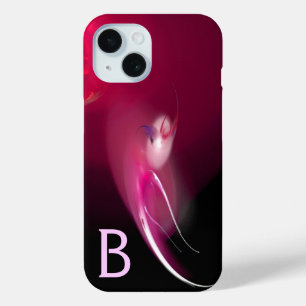 LEICHTE BIRD / PINK FUCHSIA ABSTRAKTES MONOGRAMM iPhone 15 HÜLLE