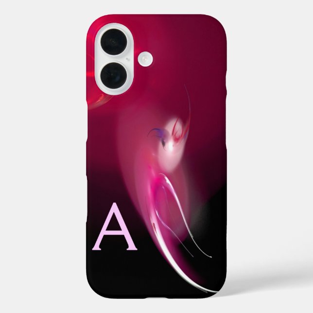 LEICHTE BIRD / PINK FUCHSIA ABSTRAKTES MONOGRAMM iPhone 16 HÜLLE (Rückseite)
