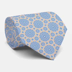 Leichte Blau-, Beige- und Weiße Muster Neck Tie Krawatte