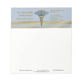 Leichte blaue Caduceus Medical Imitate Goldene Str Notizblock