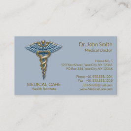 Leichte blaue Caduceus Medical Imitate Goldene Str Visitenkarte