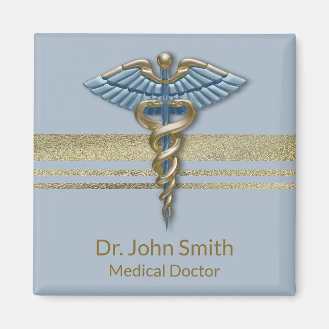 Leichte blaue Imitate Goldfolie Streifen Medical C Magnet (Vorne)