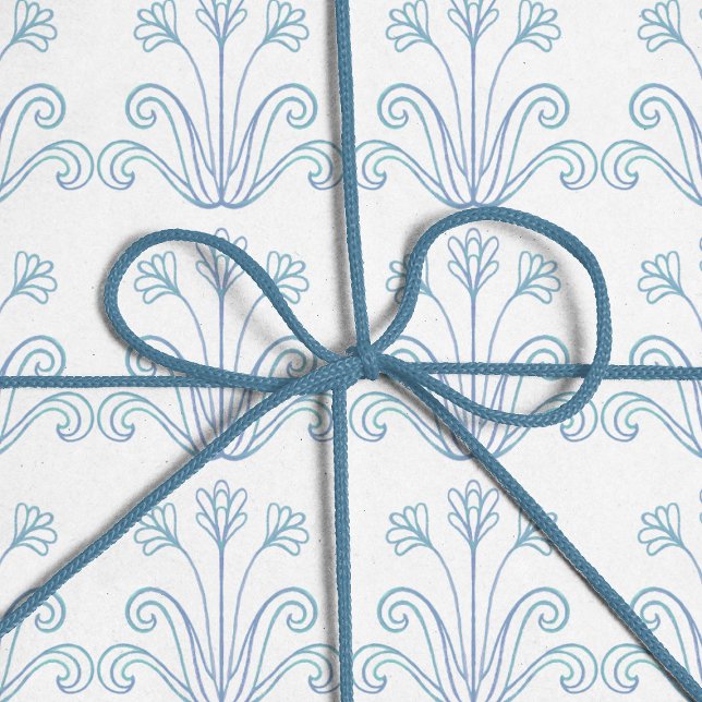 Leichte böhmisch-blaue Blume, lockiges Design Geschenkpapier (Von Creator hochgeladen)