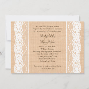 Leichte Burlap- und Vintage Hochzeitseinladung Einladung