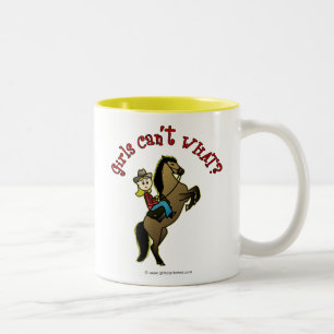 Leichte Cowgirl am Pferd Zweifarbige Tasse