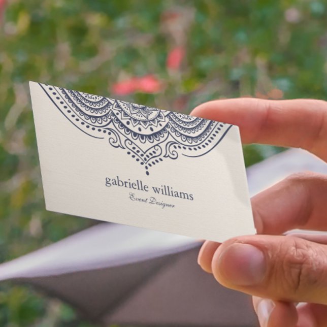 Leichte Creme-Leinenstruktur mit blau marinebauer  Visitenkarte (Von Creator hochgeladen)