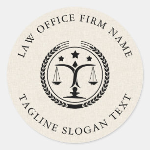 Leichte Creme Linen Textur Schwarze Logo Custom Te Runder Aufkleber