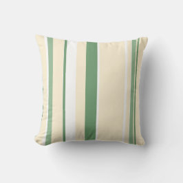 Leichte, dunkelolive-grüne, beige Linien Streifen Kissen