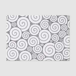 Leichte geometrische schwarze u. weiße Spiralen Seidenpapier