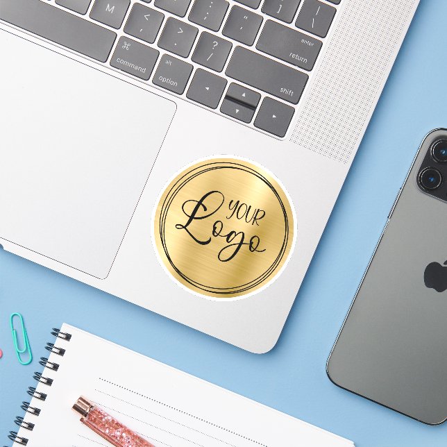 Leichte Gold-Folien Hier finden Sie Ihr Firmenlogo Aufkleber (Laptop mit iPhone)