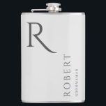 Leichte graue Maskuline Monogram-Trauzeugen - Gesc Flachmann<br><div class="desc">Dieser einfache,  benutzerdefinierte Trauzeugen-Flasche enthält den Namen,  die Monografie und das Hochzeitsdatum des personalisierten Trauzeugen oder Trauzeugen. Sie können den Hintergrund und die Farben der Schriftart ganz einfach ändern,  um sie an Ihre Veranstaltung anzupassen.</div>