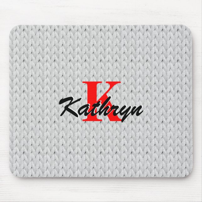 Leichte graue Textur-Maus-Pad mit Monogramm Mousepad (Vorne)