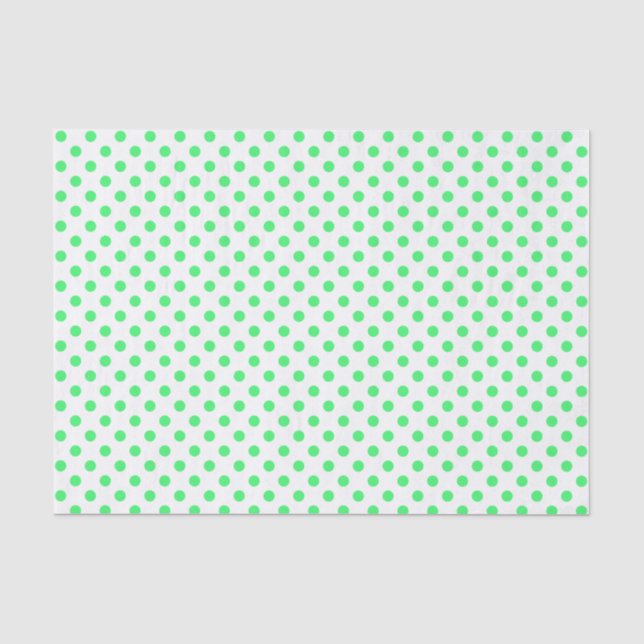 Leichte grüne Polka-Dot zum Weißzettel Seidenpapier (Vorderseite)