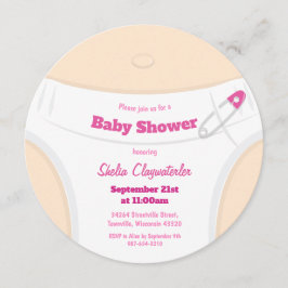 Leichte Haut und Windeln rosa | Einladung der Baby