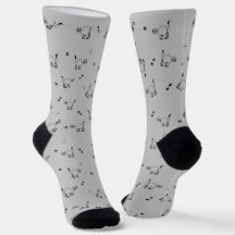 Leichte Holzkohle-Katzen-Linienkunst-Muster-Socken