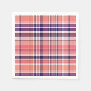 Leichte Koralle, Navy Blue, Weiße Preppy Madras Ka Serviette