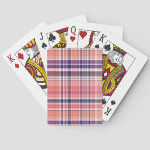 Leichte Koralle, Navy Blue, Weiße Preppy Madras Ka Spielkarten