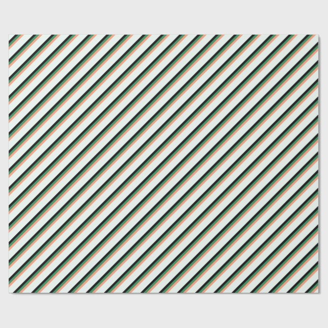 Leichte Lachse, Sea Green, Black & Minze Cream Lin Geschenkpapier (Flach)