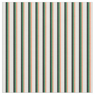Leichte Lachse, Sea Green, Black & Minze Cream Lin Stoff