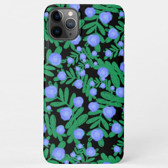 Leichte Lila Blume mit Blumenmuster und Pflanze mi iPhone Hülle (Rückseite)