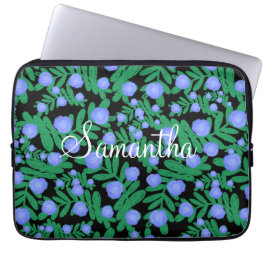 Leichte Lila Blume mit Blumenmuster und Pflanze mi Laptopschutzhülle