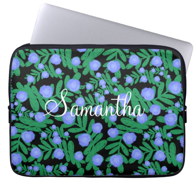 Leichte Lila Blume mit Blumenmuster und Pflanze mi Laptopschutzhülle (Vorderseite)