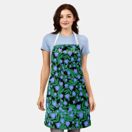 Leichte Lila Blume mit Blumenmuster und Pflanze mi Schürze