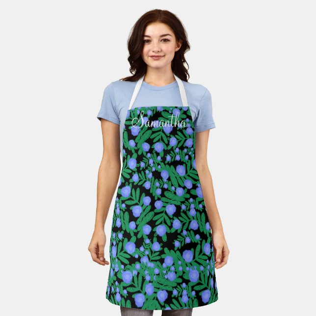 Leichte Lila Blume mit Blumenmuster und Pflanze mi Schürze (Getragen)