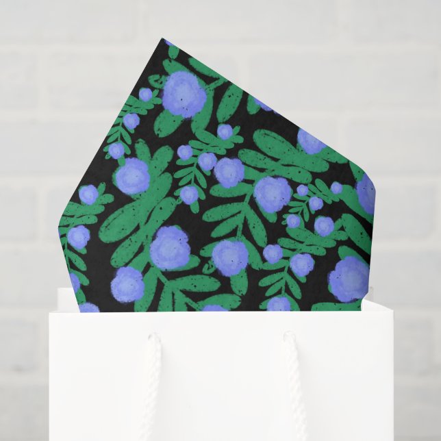 Leichte Lila Blume mit Blumenmuster und Pflanze mi Seidenpapier (Geschenktüte)
