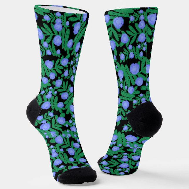 Leichte Lila Blume mit Blumenmuster und Pflanze mi Socken (Gewinkelt)
