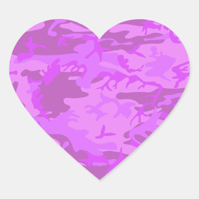 Leichte Lila Camouflage Herz-Aufkleber (Vorderseite)