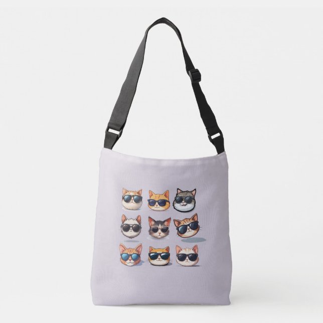 Leichte Lila Cat Theme Cross Body Bag Tasche (Vorderseite)