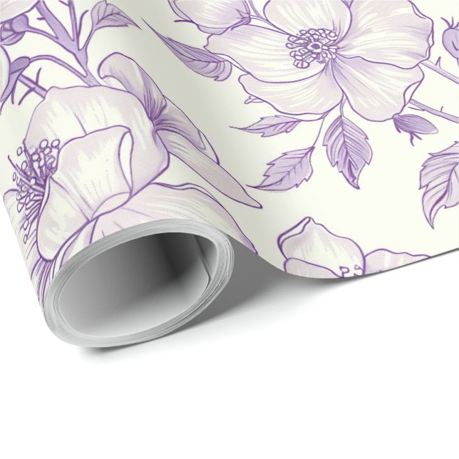 Leichte Lila Chinoiserie Entdeckungsreise Geschenkpapier (Rolleneckpunkt)