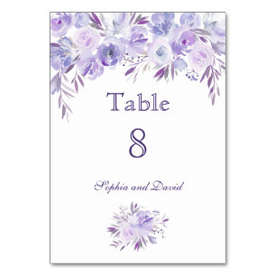 Leichte Lila Dusty Blue Floral Tischnummer