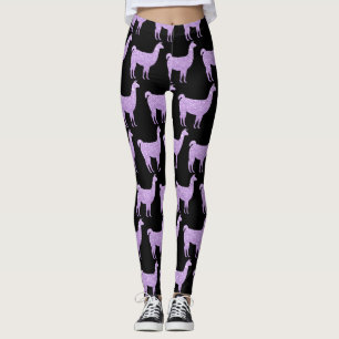 Leichte Lila Glitzer Glitzern Lama Muster Leggings