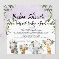 Leichte Lila Safari Virtual Baby Dusche Einladung