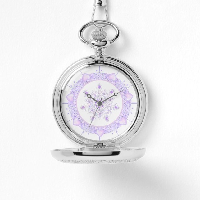 leichte lila Schneeflocke & glitzerndes Herz Armbanduhr (Vorderseite)