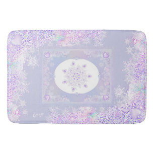 leichte lila Schneeflocke & glitzerndes Herz Badematte