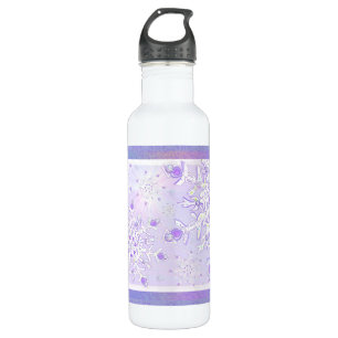 leichte lila Schneeflocke & glitzerndes Herz Edelstahlflasche