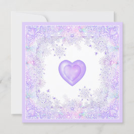 leichte lila Schneeflocke & glitzerndes Herz Einladung