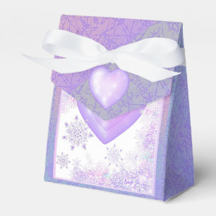 leichte lila Schneeflocke & glitzerndes Herz Geschenkschachtel