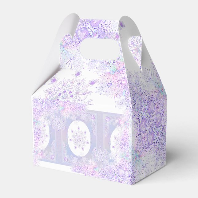leichte lila Schneeflocke & glitzerndes Herz Geschenkschachtel (Vorderseite)