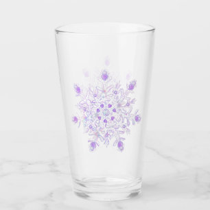 leichte lila Schneeflocke & glitzerndes Herz Glas
