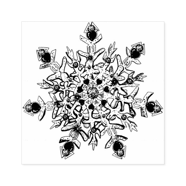 leichte lila Schneeflocke & glitzerndes Herz Gummistempel (Prägung)