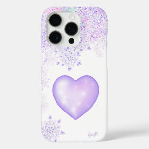 leichte lila Schneeflocke & glitzerndes Herz iPhone 16 Pro Hülle