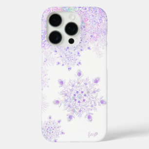 leichte lila Schneeflocke & glitzerndes Herz iPhone 16 Pro Hülle