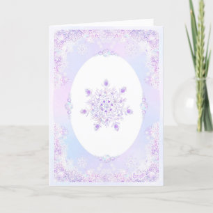 leichte lila Schneeflocke & glitzerndes Herz Karte