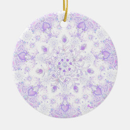 leichte lila Schneeflocke & glitzerndes Herz Keramik Ornament