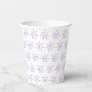 leichte lila Schneeflocke & glitzerndes Herz Pappbecher
